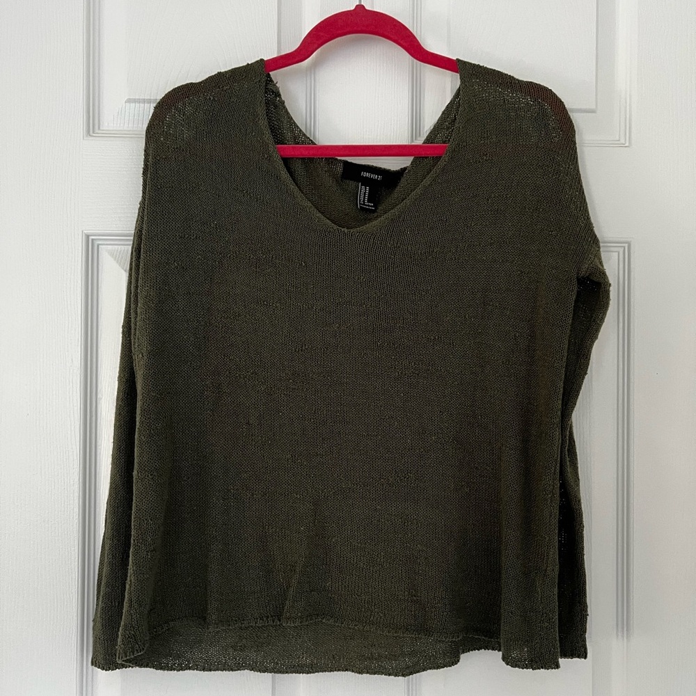 Forever 21 Army Green Knit long sleeve sweater top
